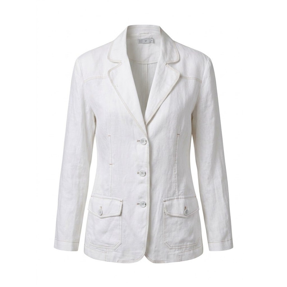 OVS Blazer Womens 41 White Linen Jacket Riviera Coastal Mediterranean Italy